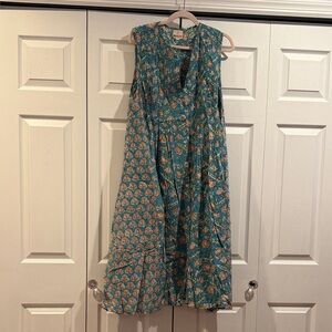 Floral Sleeveless Dress - Teal